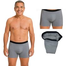 2 Cuecas Boxer Roupa Íntima Geriátrica Algodão Escapes Urina - GG