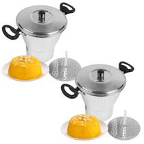 2 Cuscuzeira grande família alumínio panela cozimento vapor 2 Cuscuzeira grande família alumínio panela cozimento vapor