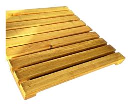2 Deck de Madeira Pinus Modular 40x40 cm Plantas Vasos Piso Decoração