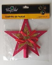 2 Decorativo Natal Ponteiro Estrela Vermelho/Dourado 15cm - Wincy