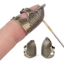 2 Dedal Metal Bronze Protetor Dedo Costura Agulha Ajustável