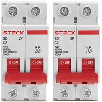 2 Disjuntor Bipolar 6 amperes Curva C 3ka Steck SDD62C06