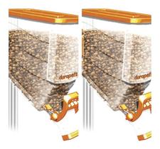 2 Dispenser Durabox Parede Raçao E Grãos 40 Litros 15 Kg