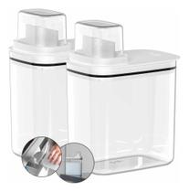 2 Dispenser Organizador Lavanderia Copo Medidor 1,5l Branco