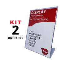 2 Display Expositor A4 L 21x30 Acrílico (PS)