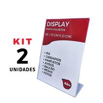 2 Display Expositor Suporte A5 L 15x21 Acrílico (PS) - Adre Utilidades