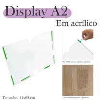 2 Display Parede Quadro Avisos Porta Folha A2 Acrílico Horiz