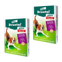 2 Drontal Plus Carne Cães 10kg Vermifugo 4 Comprimidos Bayer