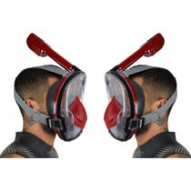 2(duas) Máscaras de Mergulho Full Face Dive Motion 3ª Geração - Vermelha L/XL