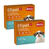 2 Efipet 3+ Ibasa Antipulgas Para Cães De 4 A 9kg - 1,5ml
