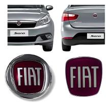 2 Emblema Grade Dianteira Porta Mala Grand Siena 2011 A 2013 Vermelho