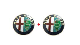 2 Emblemas Adesivo Alfa Romeo 74mm Aluminio Capô e Porta Malas