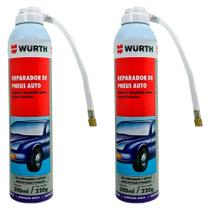 2 Enche tapa Furo Reparador Inflador Pneus Carro Wurth 300ml