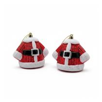 2 Enfeites de Natal Roupinha Papai Noel Luxo Brilhante 10cm