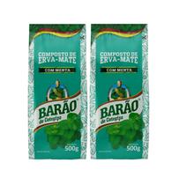 2 Erva Mate Chimarrão BARÃO MENTA COMPOSTA 500g