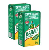 2 Erva Mate Chimarrão BARÃO NATIVA Vácuo Sem Glúten 1Kg