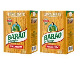 2 Erva Mate Chimarrão BARÃO PREMIUM VÁCUO Sem Açúcar 1Kg