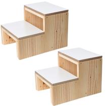 2 Escadinhas Escada 2 Degraus Reforçada Maca Madeira Premium