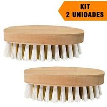 2 Escova Cerdas Plástica Oval Cabo Madeira Multiuso Para Lavar Roupas Tênis Superfícies Super Resistente 2 Escova Cerdas Plástica Oval Cabo Madeira Multiuso Para Lavar Roupas Tênis Superfícies Super Resistente
