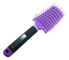 2 Escova De Cabelo Raquete Vazada Curva Cerdas Simples Preta