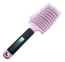 2 Escova De Cabelo Raquete Vazada Curva Cerdas Simples Preta
