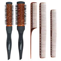 2 Escova Grey Cerâmica Pro 25/33MM +3 Pentes Metal Vertix