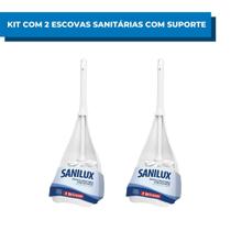 2 Escovas Sanitária com Suporte Branco Sanilux Bettanin