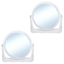 2 Espelho de Mesa Giratório 12cm Dupla Face Moldura Acrílico 2 Espelho de Mesa Giratório 12cm Dupla Face Moldura Acrílico