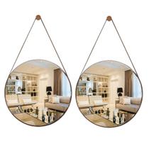 2 Espelho Redondo 60 cm Decoração Multiuso Banheiro Caramelo - Funditex
