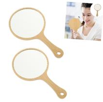 2 Espelhos De Mão Grande Redondo MDF Maquiagem Dentista