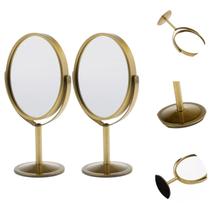 2 Espelhos de Mesa Oval Giratório Dupla Face com Zoom 16cm