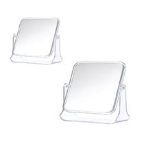 2 Espelhos de Mesa Quadrado Dupla Face Moldura Transparente 2 Espelhos de Mesa Quadrado Dupla Face Moldura Transparente
