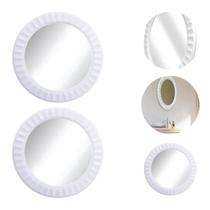 2 Espelhos Decoração Redondo Com Moldura Plástico 26,5cm 2 Espelhos Decoração Redondo Com Moldura Plástico 26,5cm
