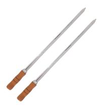 2 Espetos Espada 50cm De Inox Com Cabo Madeira - Churrasco