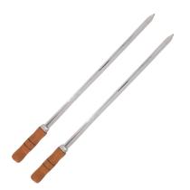2 Espetos Espada 70cm De Inox Com Cabo Madeira - Churrasco
