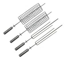 2 Espetos Grelha 2 Espeto Tridente P/churrasqueira Giratória 2 Espetos Grelha 2 Espeto Tridente P/churrasqueira Giratória