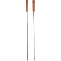 2 Espetos Simples para Churrasco Lâmina de Aço Inox 85cm Cabo de Madeira Domama