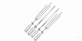 2 Espetos Tridente Inox + 2 Espetos Espadas Inox 2 Espetos Tridente Inox + 2 Espetos Espadas Inox