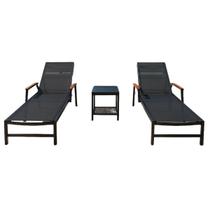 2 Espreguiçadeira Alumínio E Tela Sling área Gourmet Varanda Luxo Piscina Hotel Resort, Resistente a chuva e sol