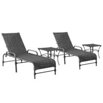 2 Espreguiçadeiras Catar e 2 Mesas Garden Corda Náutica Cor Preta Trama Original