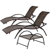 2 Espreguiçadeiras com Mesa de Centro Ipanema Com 7 Regulagem para Área de Sol, Praia, Piscina, Quintal - Pedra Ferro