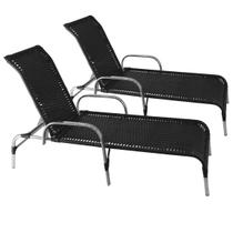 2 Espreguiçadeiras Havaí Fibra Sintética e Alumínio Polido cor Preto