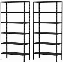 2 Estante Armário De Aço Para Almoxarifado Livros Sala 6 Bandejas Resistente 90cm Multiuso Para Quarto Escritório Organização