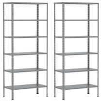 2 Estante De Aço Para Sala Livros Almoxarifado Escritório 6 Prateleiras Armário Multiuso 60cm Resistente Expositor Loja Quarto