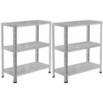 2 Estante De Aço Resistente 3 Prateleiras 60cm Armário Multiuso Para Estoque Almoxarifado Escritório Loja Quarto 2 Estante De Aço Resistente 3 Prateleiras 60cm Armário Multiuso Para Estoque Almoxarifado Escritório Loja Quarto