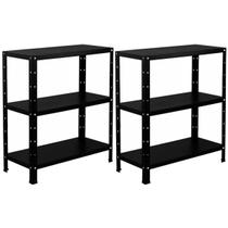 2 Estante De Aço Resistente 3 Prateleiras 60cm Armário Multiuso Para Estoque Almoxarifado Escritório Loja Quarto