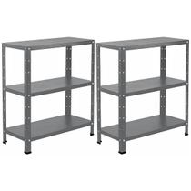 2 Estante De Aço Resistente 3 Prateleiras 60cm Armário Multiuso Para Estoque Almoxarifado Escritório Loja Quarto