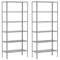 2 Estante Multiuso Para Loja Livros Quarto Sala Almoxarifado Estoque Armário 6 Bandejas De Aço Resistente 60cm Galvanizada