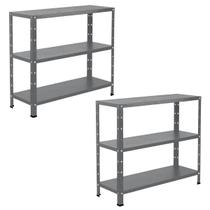 2 Estante Para Quarto Sala Loja Livros Estoque Cozinha Armário De Aço 90cm Multiuso 3 Bandejas Resistentes