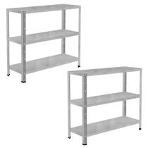 2 Estante Para Quarto Sala Loja Livros Estoque Cozinha Armário De Aço 90cm Multiuso 3 Bandejas Resistentes